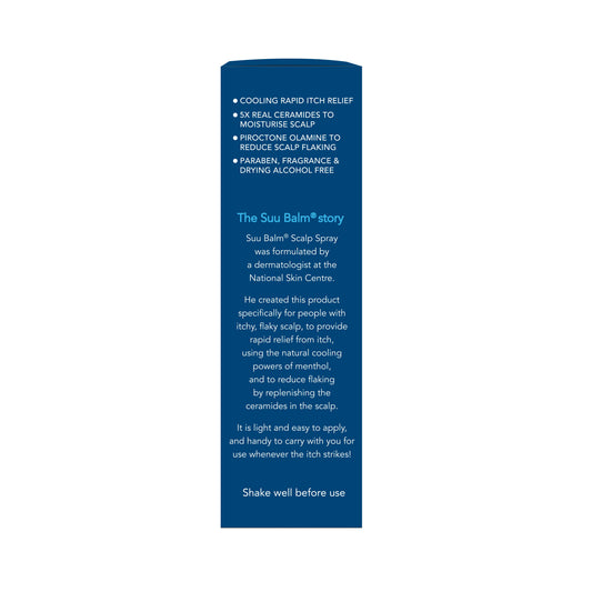 Suu Balm® Rapid Itch Relief Scalp Spray Moisturiser 40ml - Unit Box Back